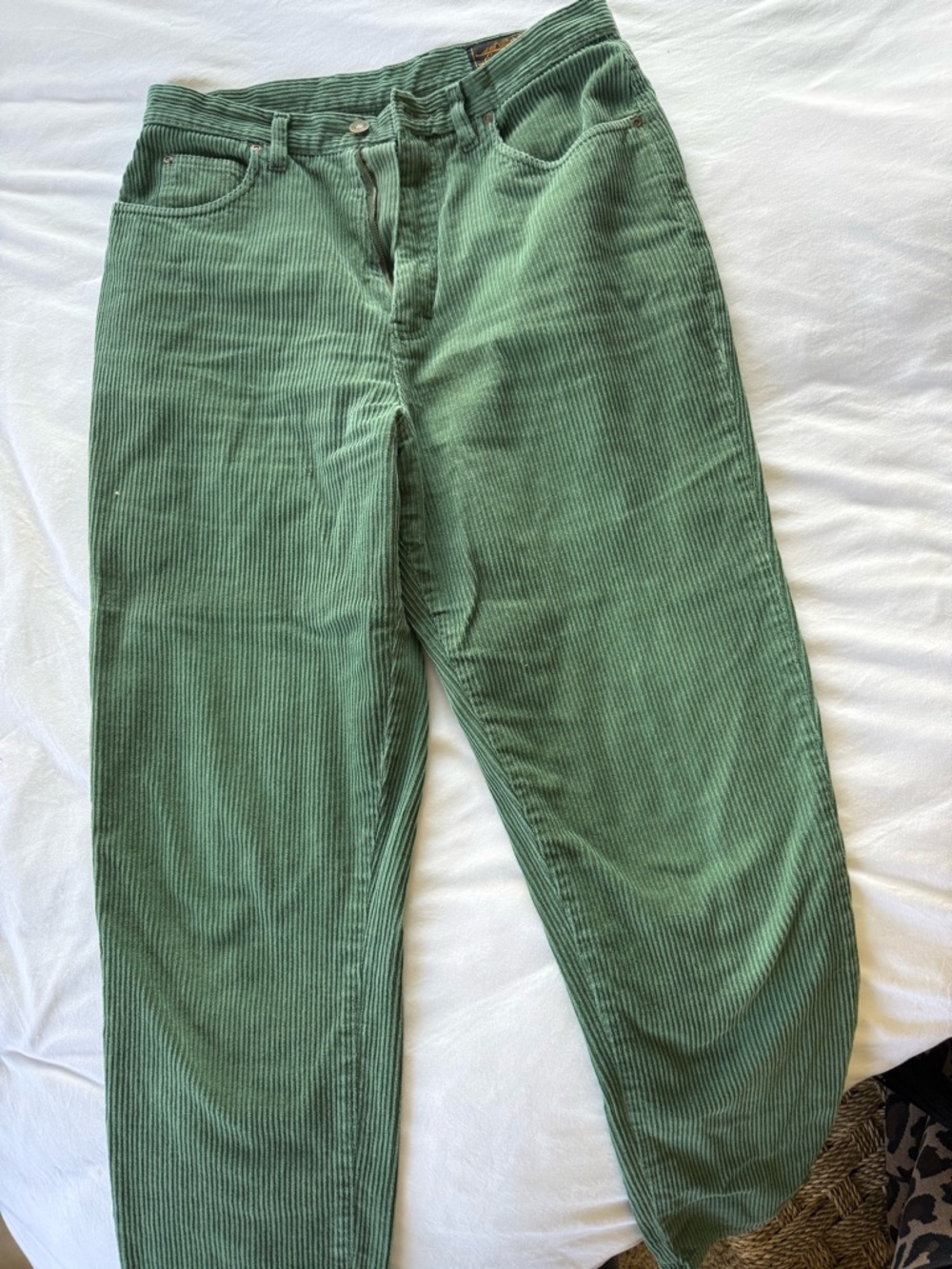 Eddie Bauer Forest Green Corduroy Straight-Leg Pants